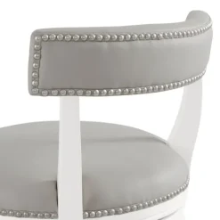 Kirkland's Home White And Faux Leather Swivel Bar Stool- Bar Stools & Counter Height Stools