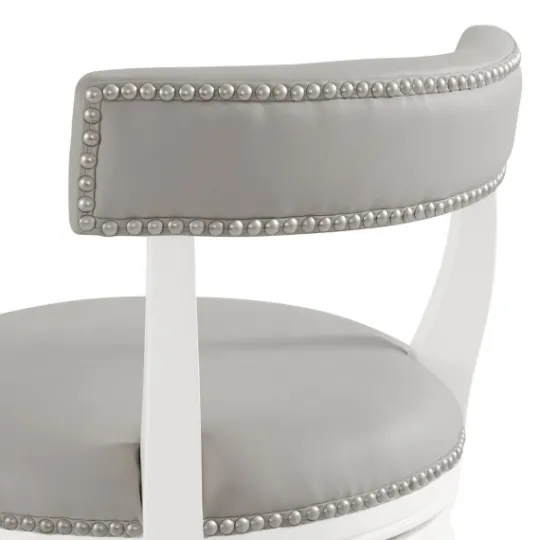 Kirkland's Home White And Faux Leather Swivel Bar Stool- Bar Stools & Counter Height Stools