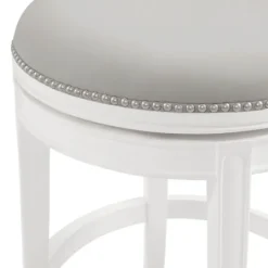 Kirkland's Home White And Faux Leather Swivel Bar Stool- Bar Stools & Counter Height Stools