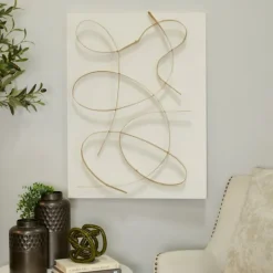 Kirkland's Home White And Gold Iron Abstract Wave Plaque- Wall Plaques