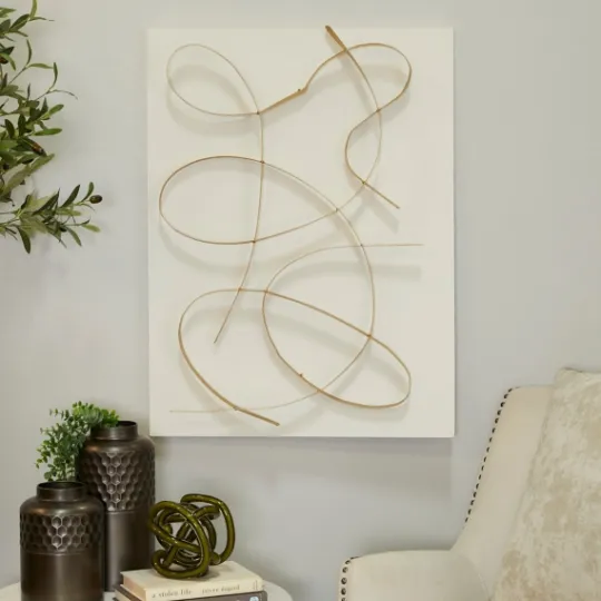 Kirkland's Home White And Gold Iron Abstract Wave Plaque- Wall Plaques