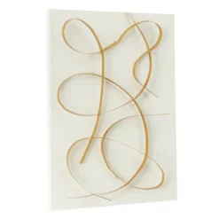 Kirkland's Home White And Gold Iron Abstract Wave Plaque- Wall Plaques