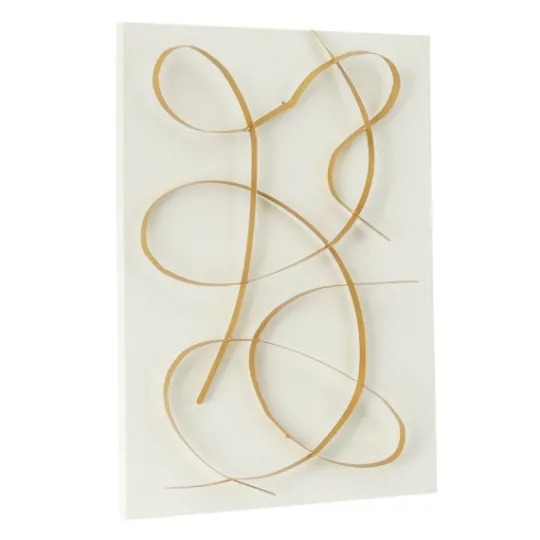Kirkland's Home White And Gold Iron Abstract Wave Plaque- Wall Plaques