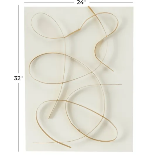 Kirkland's Home White And Gold Iron Abstract Wave Plaque- Wall Plaques