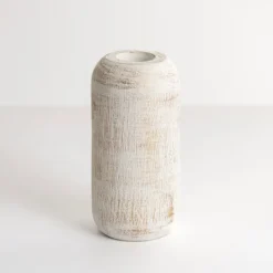 Kirkland's Home White And Gold Wood Cylinder Vase, 8 In.- Vases