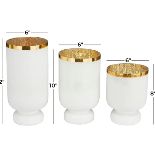 Kirkland's Home White And Golden Goblet 3-Pc. Candle Holder Set- Candle Holders