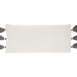 Kirkland's Home White And Gray Braided Stripe Lumbar Pillow- Pillows