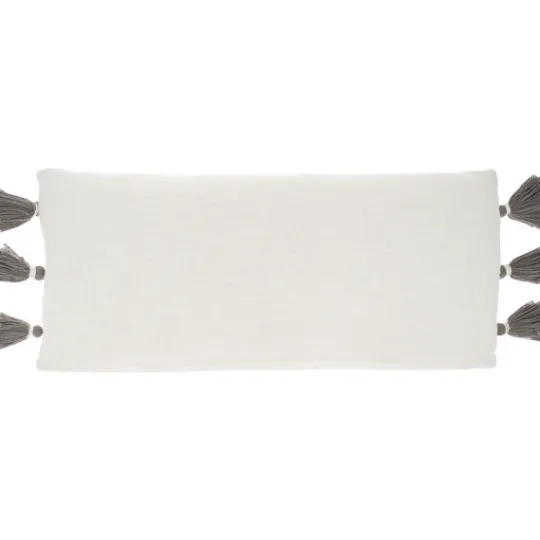 Kirkland's Home White And Gray Braided Stripe Lumbar Pillow- Pillows