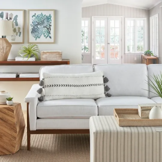 Kirkland's Home White And Gray Braided Stripe Lumbar Pillow- Pillows