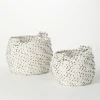 Kirkland's Home White And Gray Dotted Woven Baskets, Set Of 2- Baskets & Boxes