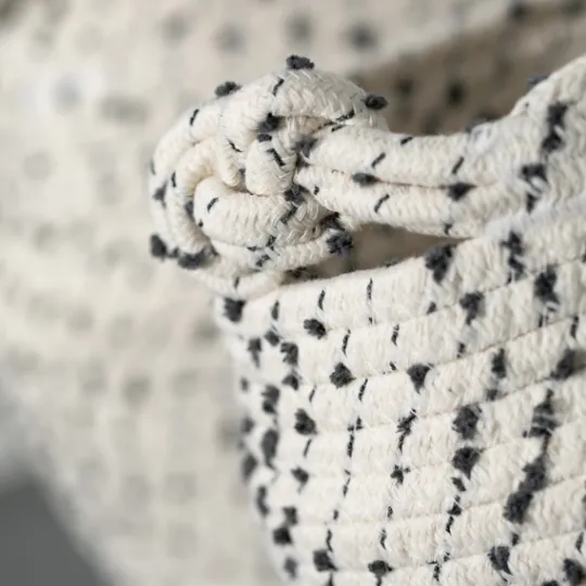 Kirkland's Home White And Gray Dotted Woven Baskets, Set Of 2- Baskets & Boxes