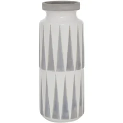 Kirkland's Home White And Gray Geometric Triangle Vase, 17 In.- Vases