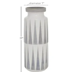 Kirkland's Home White And Gray Geometric Triangle Vase, 17 In.- Vases