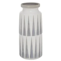 Kirkland's Home White And Gray Geometric Triangle Vase, 13 In.- Vases