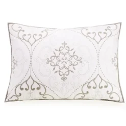 Kirkland's Home White And Gray Pattern 3-Pc. King Quilt Set- Quilts