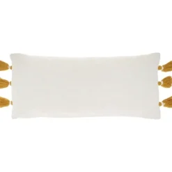 Kirkland's Home White And Mustard Braided Stripe Lumbar Pillow- Pillows