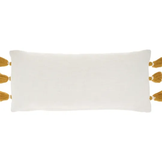 Kirkland's Home White And Mustard Braided Stripe Lumbar Pillow- Pillows