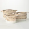 Kirkland's Home White And Natural Braided Woven Baskets, Set Of 3- Baskets & Boxes