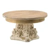 Kirkland's Home White And Natural Round Plate Stand- Decorative Trays