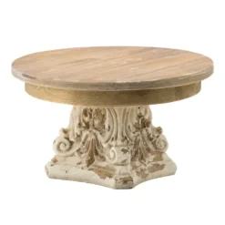 Kirkland's Home White And Natural Round Plate Stand- Decorative Trays