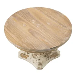 Kirkland's Home White And Natural Round Plate Stand- Decorative Trays