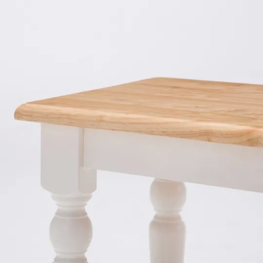 Kirkland's Home White And Natural Wood Dining Bench- Dining Chairs