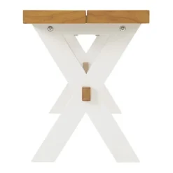Kirkland's Home White And Natural Wood X-Frame Dining Bench- Dining Chairs
