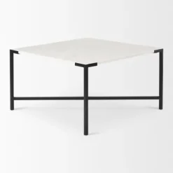 Kirkland's Home White And Onyx Marble Top Square Coffee Table- Coffee Tables