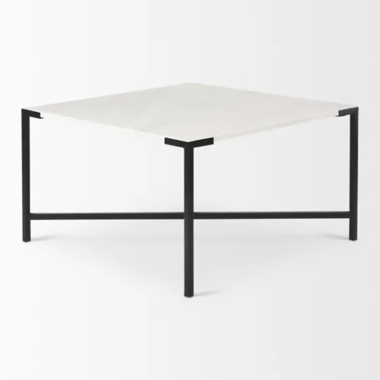 Kirkland's Home White And Onyx Marble Top Square Coffee Table- Coffee Tables
