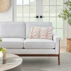 Kirkland's Home White And Orange Tufted Geo Lumbar Pillow- Pillows