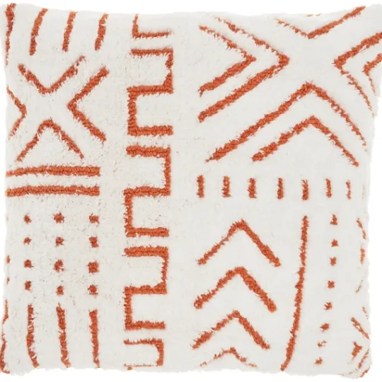 Kirkland's Home White And Orange Tufted Geo Throw Pillow- Pillows