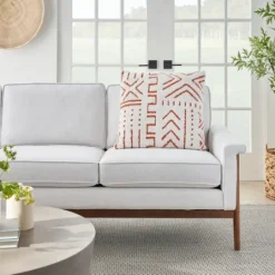 Kirkland's Home White And Orange Tufted Geo Throw Pillow- Pillows