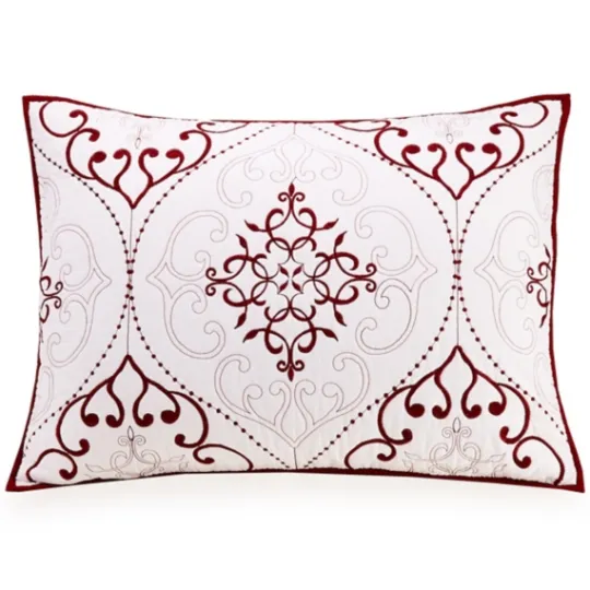 Kirkland's Home White And Red Pattern 3-Pc. King Quilt Set- Quilts