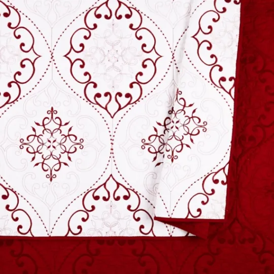Kirkland's Home White And Red Pattern 3-Pc. King Quilt Set- Quilts