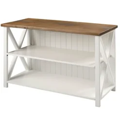 Kirkland's Home White And Rustic Oak Wood Farmhouse Console Table- Console Tables