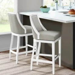 Kirkland's Home White And Swivel Bar Stools, Set Of 2- Bar Stools & Counter Height Stools
