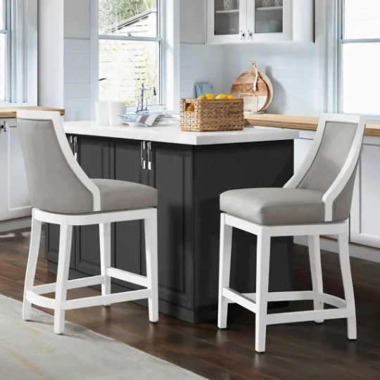 Kirkland's Home White And Swivel Counter Stools, Set Of 2- Bar Stools & Counter Height Stools