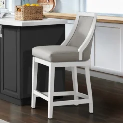 Kirkland's Home White And Swivel Counter Stool- Bar Stools & Counter Height Stools