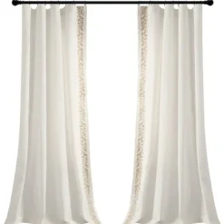 Kirkland's Home White And Tan Embroidered Curtain Panel, 84 In.- Curtains & Drapes