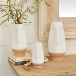 Kirkland's Home White And Tan Two Tone 3-Pc. Vases- Vases