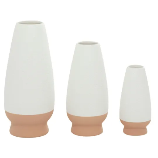 Kirkland's Home White And Tan Two Tone 3-Pc. Vases- Vases