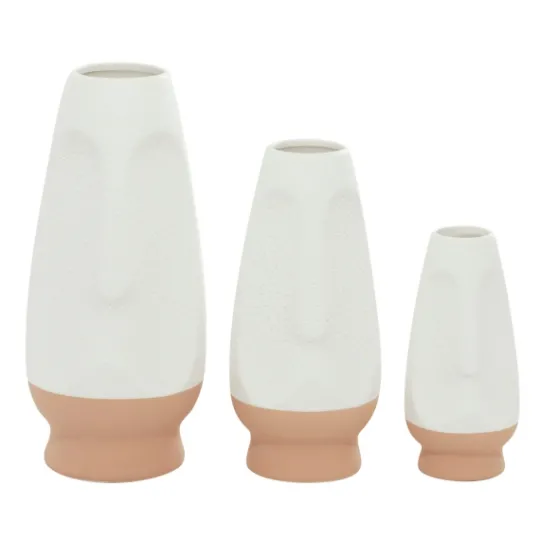 Kirkland's Home White And Tan Two Tone 3-Pc. Vases- Vases