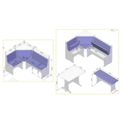 Kirkland's Home White And Upholstered 3-Pc Dining Nook Set- Dining Sets
