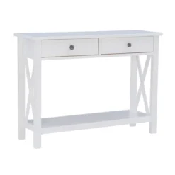 Kirkland's Home White Antique Pine X Console Table- Entryway Furniture