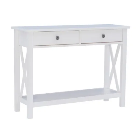 Kirkland's Home White Antique Pine X Console Table- Entryway Furniture