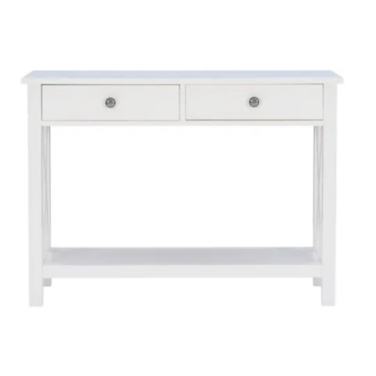 Kirkland's Home White Antique Pine X Console Table- Entryway Furniture