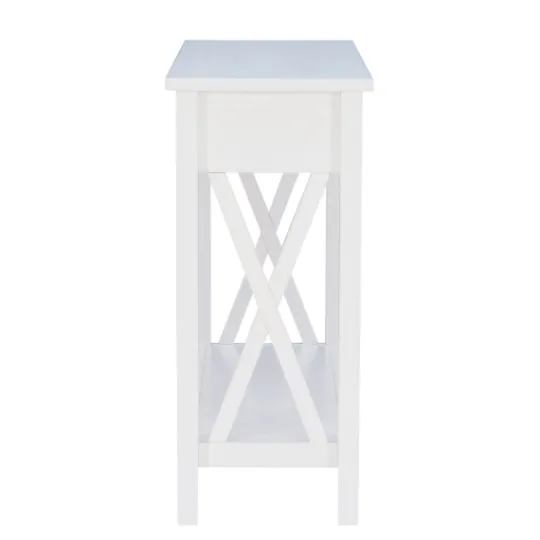 Kirkland's Home White Antique Pine X Console Table- Entryway Furniture