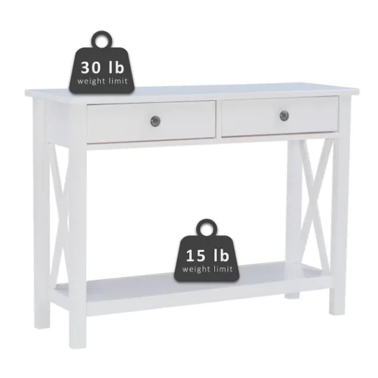 Kirkland's Home White Antique Pine X Console Table- Entryway Furniture