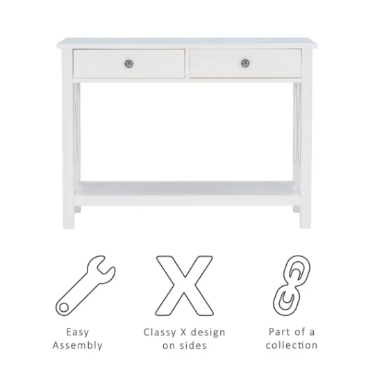 Kirkland's Home White Antique Pine X Console Table- Entryway Furniture