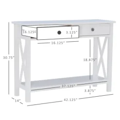 Kirkland's Home White Antique Pine X Console Table- Entryway Furniture